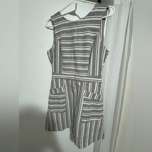 Altar’d State - grey and white striped mini cotton dress with patch pockets.
